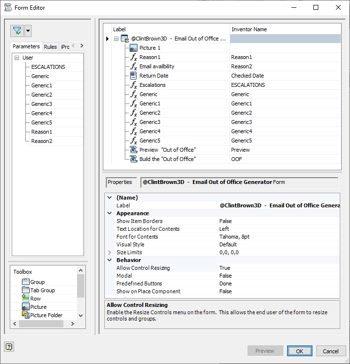 Off Topic – Email “Out of Office” Generator with iLogic – Clint Brown