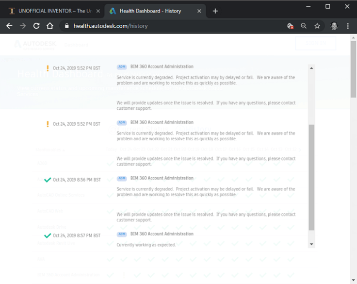 Autodesk Cloud Services Up-time Dashboard – Clint Brown